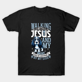 Jesus and dog - Blue Gascony Basset T-Shirt